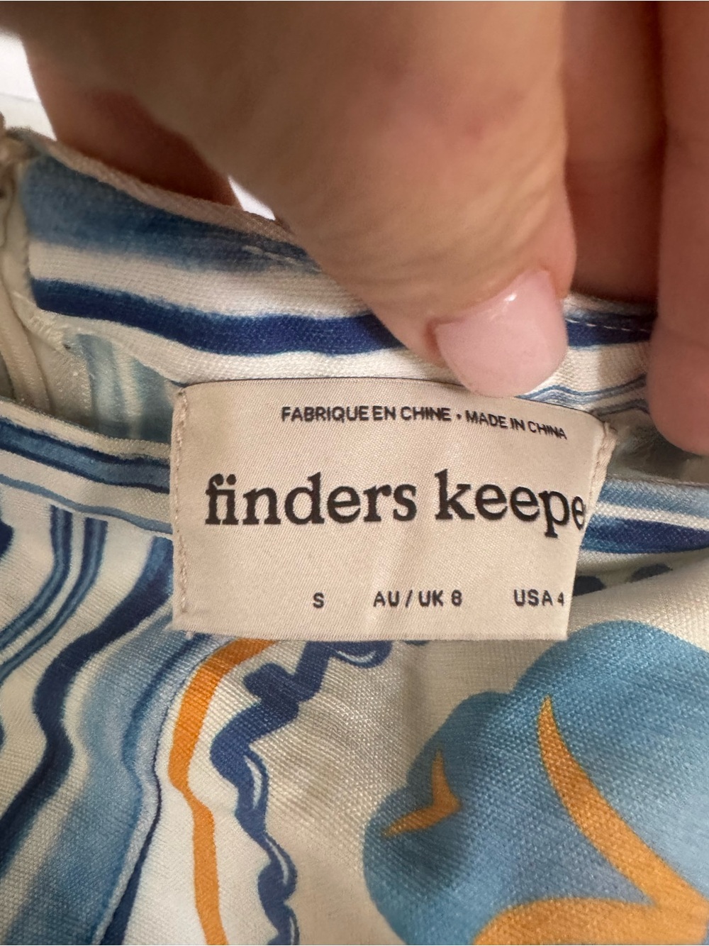 Finders Keepers Blue and White Patterned Long-Sleeve Mini Dress - Picture 9 of 16